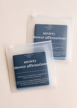 Load image into Gallery viewer, Two packs of 'anxiety shower affirmations' cards on a beige background