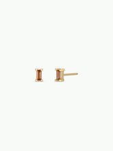 Load image into Gallery viewer, Gold earrings with brown gemstones on a white background