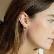 Load image into Gallery viewer, Woman wearing Evil Eye Charm on a hoop earring