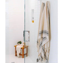 Load image into Gallery viewer, Zebrine 100% Cotton Turkish Hand and Bath Towel in ivory with black stripes and fringe