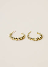 Load image into Gallery viewer, Gold hoop earrings on a white background