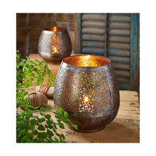 Load image into Gallery viewer, Sari Pierced Candle Lantern in Antique Brass