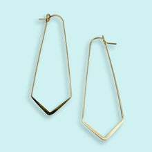 Load image into Gallery viewer, Gold Elongated Diamond Shape Wire Hoop Earrings