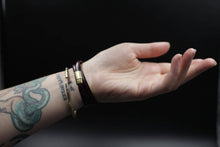 Load image into Gallery viewer, Lennon Leather Triple Wrap Bracelet with brass magnetic clasp