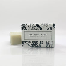 Load image into Gallery viewer, 6 oz shea butter soap palo santo and oud scent