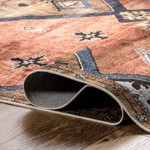 Load image into Gallery viewer, nuLoom Judy Traditional Persian Machine Washable Area Rug in rust and blue