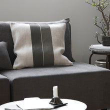 Load image into Gallery viewer, cotton and jute cream and green stripe 20" square pillow cover