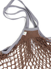 Load image into Gallery viewer, Brown mesh bag with gray handle on a white background