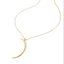 Load image into Gallery viewer, Gold crescent moon necklace on a white background
