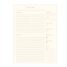 Load image into Gallery viewer, Blank recipe card with various fields for recipe details on a white background