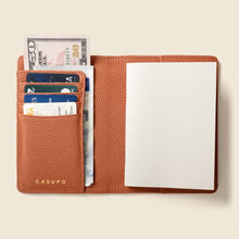 Load image into Gallery viewer, CASUPO Leather passport wallet in tan rfid protection