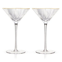 Load image into Gallery viewer, Deco Meridian Gold-Rimmed Crystal Martini Glasses