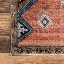 Load image into Gallery viewer, nuLoom Judy Traditional Persian Machine Washable Area Rug in rust and blue