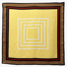 Load image into Gallery viewer, Squar'd Away 100% silk scarf The Blair in Buttercup measuring 25 inches by 25 inches