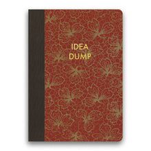 Load image into Gallery viewer, Notebook with red floral pattern and 'Idea Dump' text on a white background
