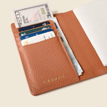 Load image into Gallery viewer, CASUPO Leather passport wallet in tan rfid protection