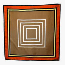 Load image into Gallery viewer, Squar'd Away 100% Silk Scarf The Blair in Tangerine. Measuring 25 inches by 25 inches.