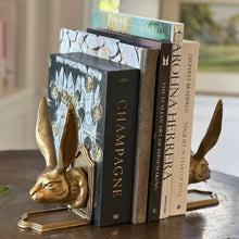 Load image into Gallery viewer, Wild Hare Gold Finish Decorative Bookend Set