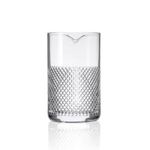 Load image into Gallery viewer, Clear ecthed mixing glass with textured design on a white background