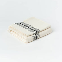 Load image into Gallery viewer, Zebrine 100% Cotton Turkish Hand and Bath Towel in ivory with black stripes and fringe