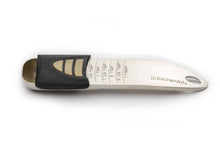 Load image into Gallery viewer, Measuring spoon with black handle and white measurement markings on a white background