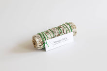 Load image into Gallery viewer, Smudge stick with greenery on a white background