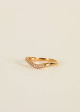 Load image into Gallery viewer, Gold Rings - Pave Wave - Champagne CZ