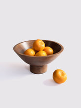 Load image into Gallery viewer, Wooden bowl with mandarins on a white background