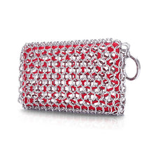 Load image into Gallery viewer, Red and silver chainmail pouch on a white background