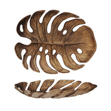 Load image into Gallery viewer, Monstera petite cutout leaf plate in gold finish