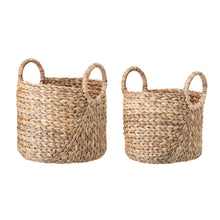 Load image into Gallery viewer, round wicker baskets with handles