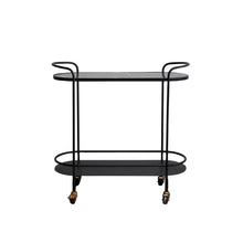 Load image into Gallery viewer, Metal & Marbled Veneer 2-Tier Bar Cart on Casters in Matte Black