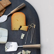 Load image into Gallery viewer, Mango Wood Holder w/ (8) Stainless Steel & Brass Appetizer Picks, Set of 9