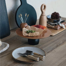 Load image into Gallery viewer, Mango Wood Holder with 8 Stainless Steel & Brass Appetizer Picks, Set of 9