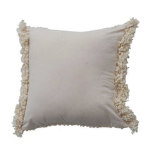Load image into Gallery viewer, Woven Boucle Indoor/Outdoor Pillow with Fringe
