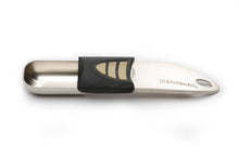 Load image into Gallery viewer, Measuring spoon with black handle and white measurement markings on a white background