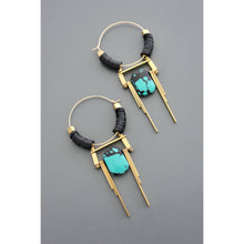 Load image into Gallery viewer, Art Deco Turquoise Hoop Earrings