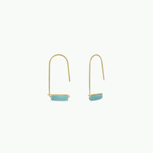 Load image into Gallery viewer, Gold earrings with turquoise stones on a white background