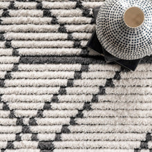 Load image into Gallery viewer, Carlina Modern Geometric Soft Shag Fringe Area Rug 5' 3" x 7' 6" in beige and black