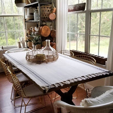 Load image into Gallery viewer, Zebrine 100% Cotton Turkish Hand and Bath Towel in ivory with black stripes and fringe