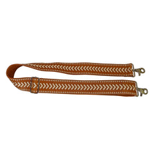 Load image into Gallery viewer, Archer Handcrafted Wide Leather Embroidered Shoulder Strap in Cognac