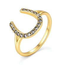 Load image into Gallery viewer, Gold ring with diamond accents on a white background