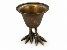 Load image into Gallery viewer, Bronze goblet with bird-like feet on a white background