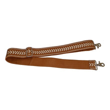 Load image into Gallery viewer, Archer Handcrafted Wide Leather Embroidered Shoulder Strap in Cognac