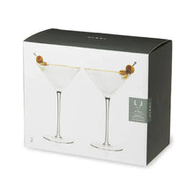Load image into Gallery viewer, Deco Meridian Gold-Rimmed Crystal Martini Glasses