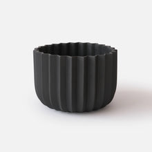 Load image into Gallery viewer, Black ribbed pot on a white background