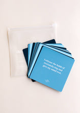Load image into Gallery viewer, Stack of blue cards with affirmations on a white surface