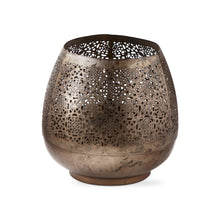 Load image into Gallery viewer, Sari Pierced candle Lantern in Antique Brass