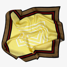 Load image into Gallery viewer, Squar'd Away 100% silk scarf The Blair in Buttercup measuring 25 inches by 25 inches