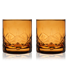 Load image into Gallery viewer, Admiral Crystal Rocks Glasses in Amber Set of 2